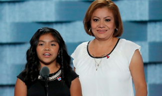 Eleven-year-old Karla Ortiz spoke this week at the Democratic National Convention, addressing the needs of children of immigrants. She was joined by her mother Francisca. 
