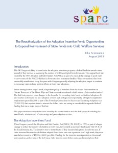 The Reauthorization of the Adoption Incentive Fund: Opportunities to Expand Reinvestment of State Funds into Child Welfare Services