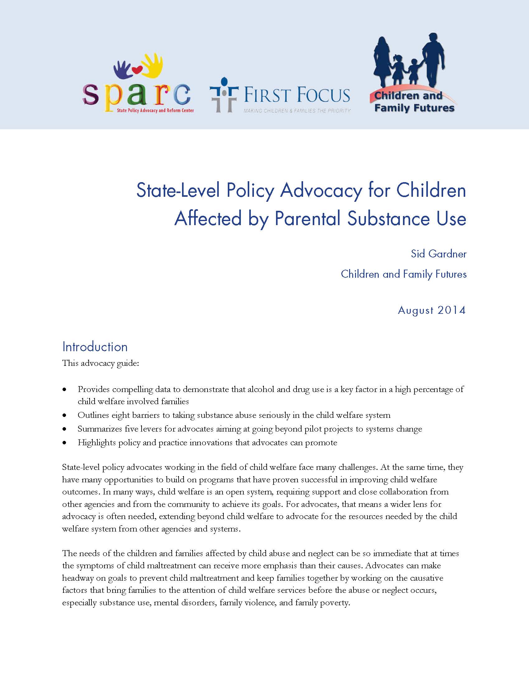 State-Level Policy Advocacy for Children Affected by Parental Substance Use