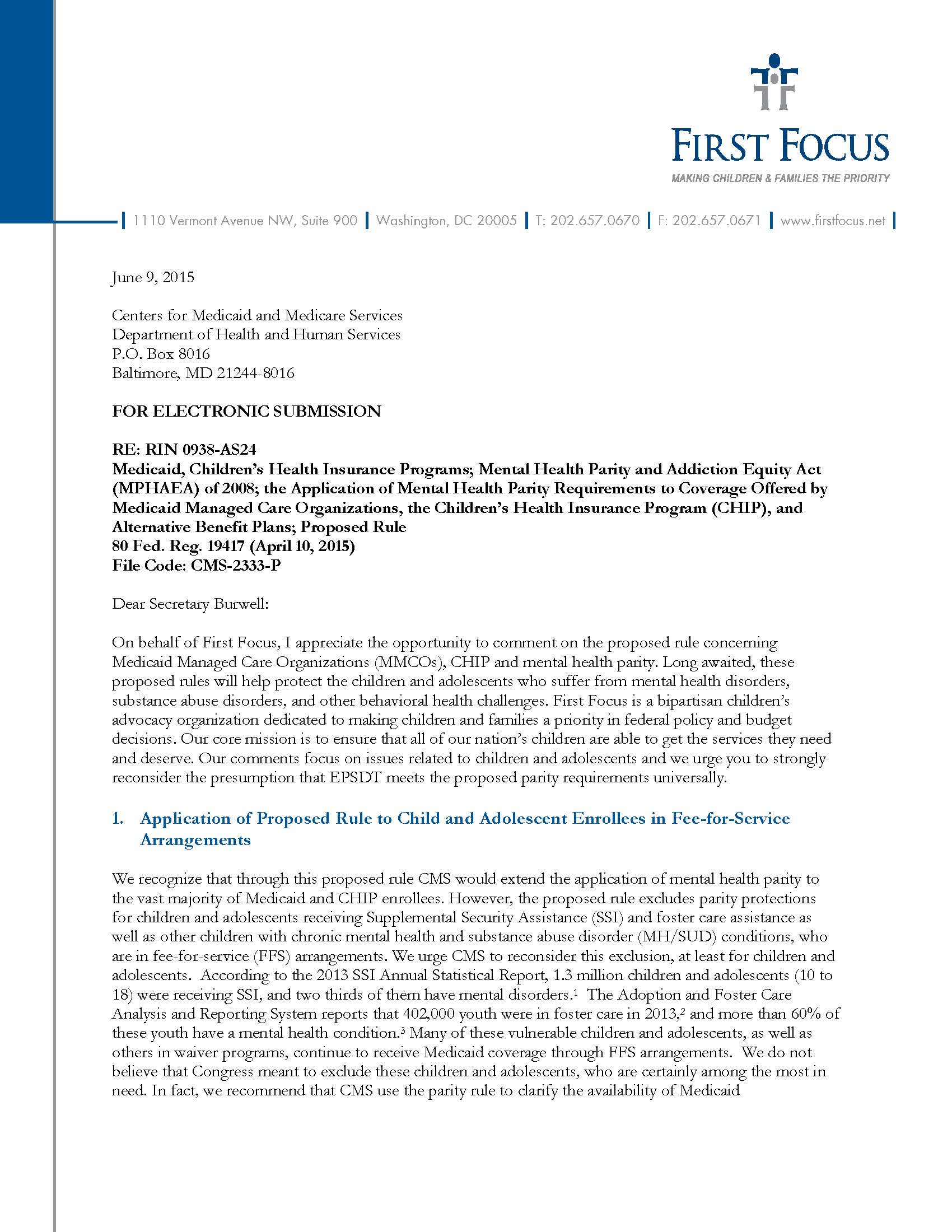 Comments on the proposed CMS rule concerning Medicaid Managed Care Organizations, CHIP, Alternative Benefit Plans, and mental health parity requirements_Page_1